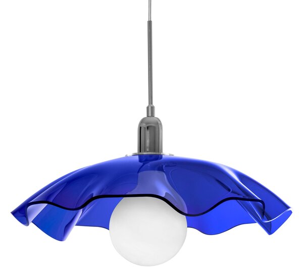 Lampada a Sospensione in Cristallo acrilico Medly �47Xh29 cm -1 kg Cavo di fissaggio acciaio colore sospensione Blu Trasparente