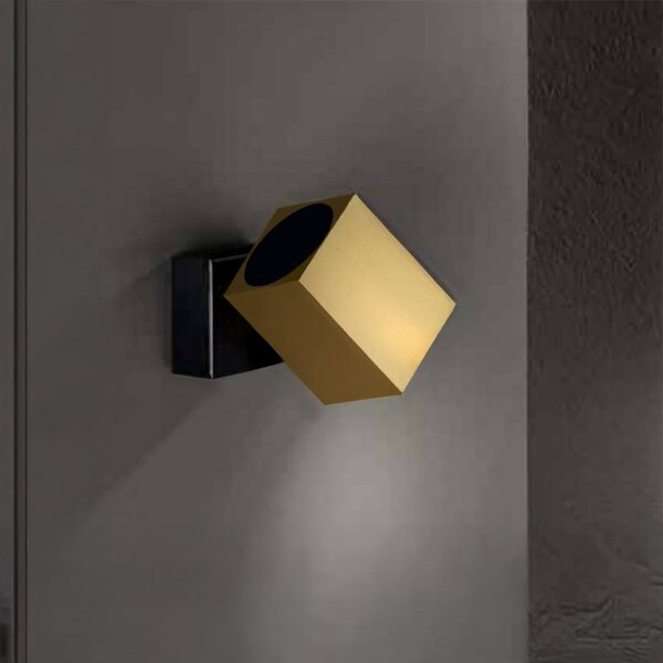 Spot bicolore orientabile quadrato perenz pin 8294or 8490n gu10 led oro spazzolato nero opaco - Perenz