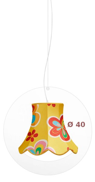 Lampadario a sospensione STELLA SMAL in cristallo acrilico Diametro 40xh46 cm paralume realizzato in ?lo metallico rivestito di tessuto in cotone colore Giallo Fiori