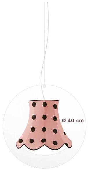 Lampadario a sospensione STELLA SMAL in cristallo acrilico Diametro 40xh46 cm paralume realizzato in ?lo metallico rivestito di tessuto in cotone colore rosa pois neri