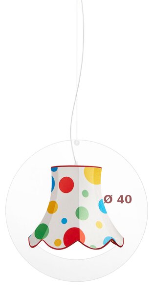 Lampadario a sospensione STELLA SMAL in cristallo acrilico Diametro 40xh46 cm paralume realizzato in ?lo metallico rivestito di tessuto in cotone colore Bianco Pois