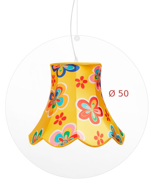 Lampadario a sospensione STELLA BIG in cristallo acrilico Diametro 50xh46 cm paralume realizzato in ?lo metallico rivestito di tessuto in cotone colore Giallo Fiori