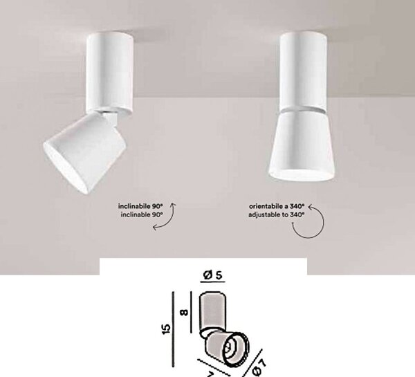 Plafoniera perenz kone 8494 b lc led 900lm metallo bianco opaco orientabile - Perenz