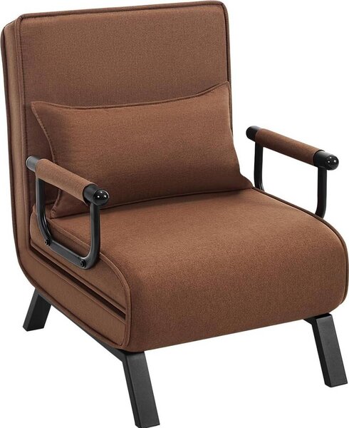 Poltrona letto WOLTU 3 in 1, con schienale regolabile, struttura in metallo e rivestimento in lino: colore marrone