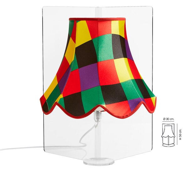 Lampada da tavolo Con paralume in cotone STELLA � 30xh50 cm con paralume fantasia arlecchino