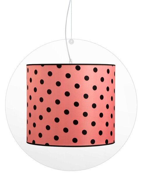 Lampadario a sospensione SIMONETTA in cristallo acrilico Diametro 60xh55 cm paralume realizzato in ?lo metallico rivestito di tessuto in cotone colore Rosa Pois Neri