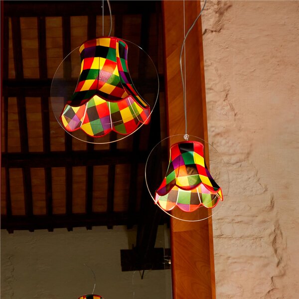 Abat Jour Con paralume in cotone STELLA � 15xh37 cm con paralume fantasia Arlecchino