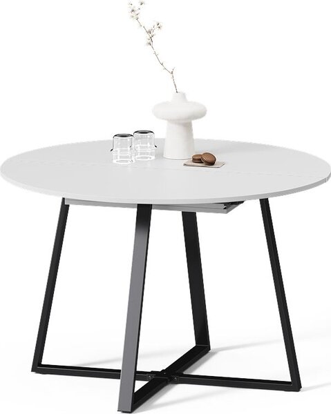 Livinity tavolo da pranzo allungabile Firenze, 120 x 120 cm estensibile, Bianco/nero/Nero