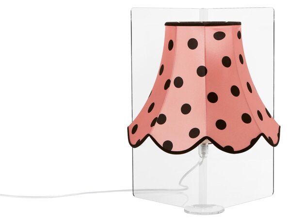 Lampada da tavolo Con paralume in cotone STELLA � 30xh50 cm con paralume fantasia rosa pois neri