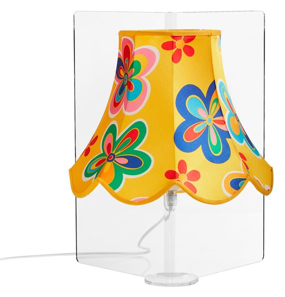Lampada da tavolo Con paralume in cotone STELLA � 30xh50 cm con paralume fantasia giallo fiori