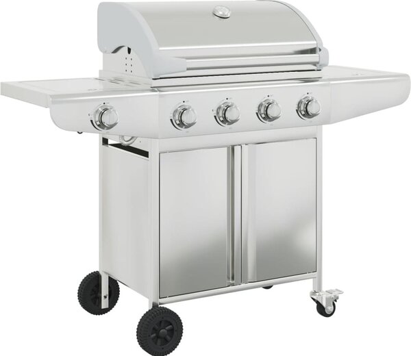 VidaXL Barbecue a gas a 5 fiamme in acciaio inox argento