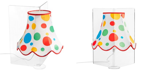 Lampada da tavolo Con paralume in cotone STELLA � 30xh50 cm con paralume fantasia pois multicolor