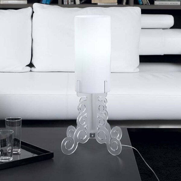 Lampada da tavolo 27x27xh60 cm TRUCIOLO grande lampadine Attacco 1xE27 Max 30W Bianco Satinato