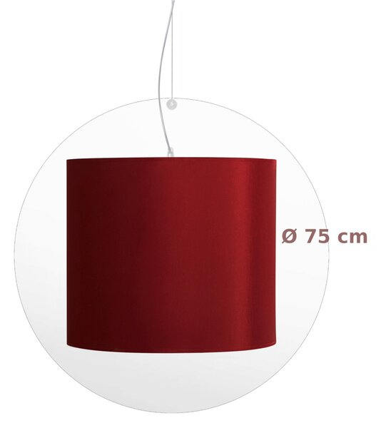 Lampadario a sospensione SURY in cristallo acrilico Diametro 75xh55 cm -2 x 40W Max paralume in cotone colore bordeaux