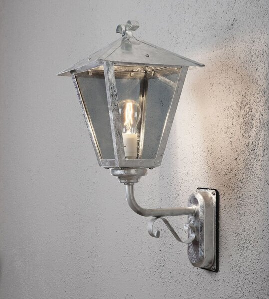 Lampada da parete Konstsmide Benu in acciaio zincato con vetro acrilico color fumo