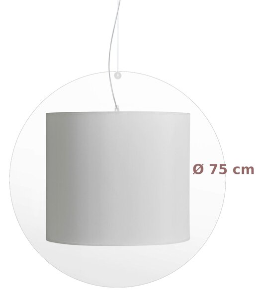Lampadario a sospensione SURY in cristallo acrilico Diametro 75xh55 cm -2 x 40W Max paralume in cotone colore sabbia