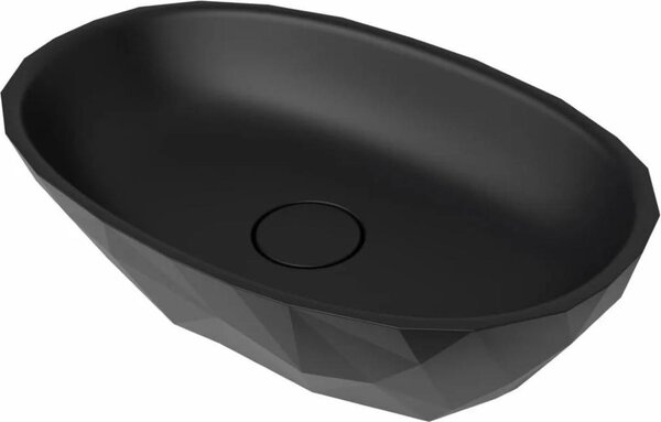 Lavabo da appoggio SAT Meda 56 x 37 cm senza foro per rubinetto e troppopieno, nero