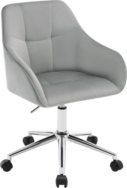 Sgabello da ufficio WOLTU Sedia da ufficio domestico, sedia da trucco, regolabile in altezza, con braccioli Seduta in velluto: grigio chiaro Colore: grigio chiaro