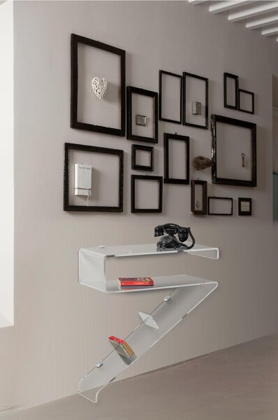 Consolle in metacrilato trasparente ARROW 83x33xh89 cm fissaggio a muro