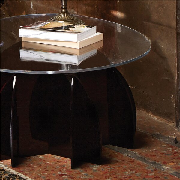 Tavolino Ovale basso ATLANTE Dimensioni 76x60xh33 cm piano in metacrilato trasparente peso Max Supportato 60 kg, base Nera