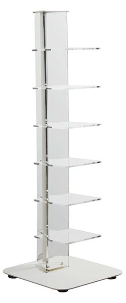 Libreria da terra in metacrilato 6 ripiani ZIA ADELE 35x35xh100 cm base e asta centrale inox colore bianco