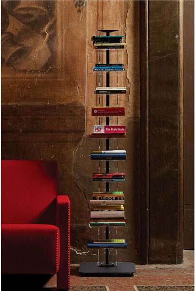 Libreria da terra in metacrilato 10 ripiani ZIA ADELE 35x25xh154 cm base e asta centrale colore nero