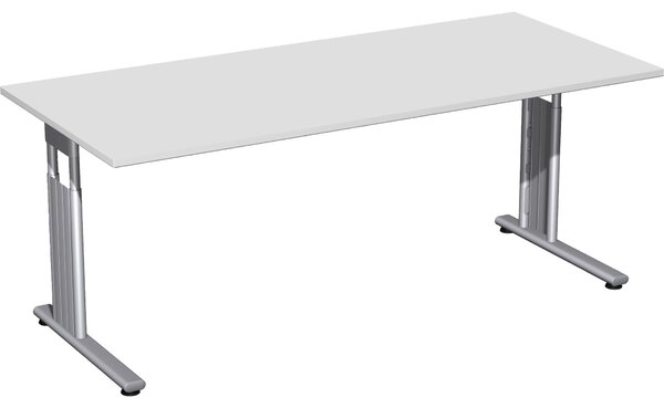 Scrivania C-foot Flex, diritta, regolabile in altezza, varie dimensioni e colori, colore arredamento:grigio chiaro, dimensioni piano d'appoggio:180 x 80 cm