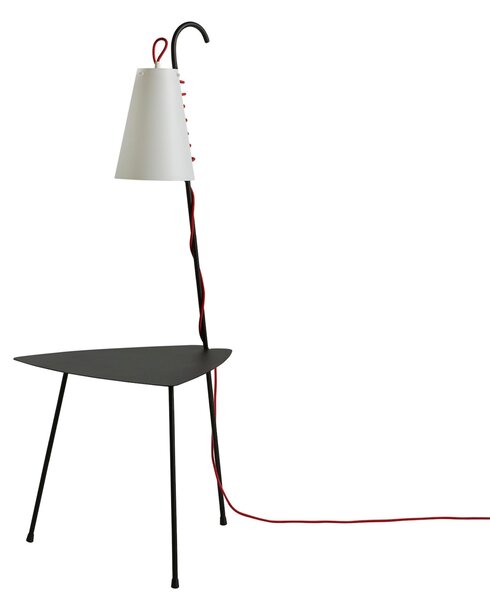Tavolino con lampada CHIARA 53x45xh122 cm Struttura in metallo verniciato NERO