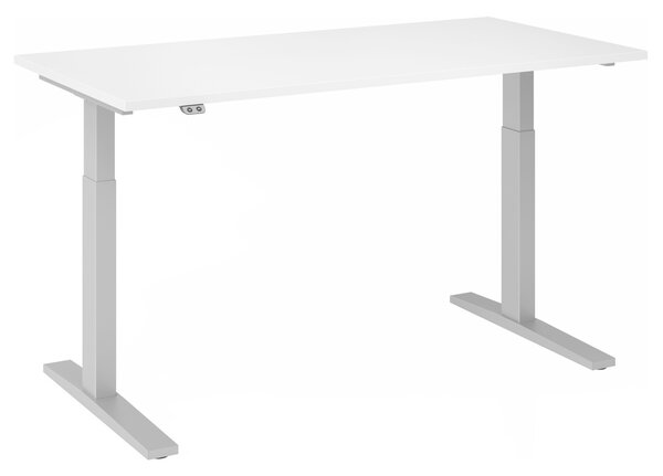 Scrivania regolabile in altezza XMKA | 2 motori | 120-180 cm | elettrica | bianca, colore telaio:argento, dimensioni piano d'appoggio:160 x 80 cm