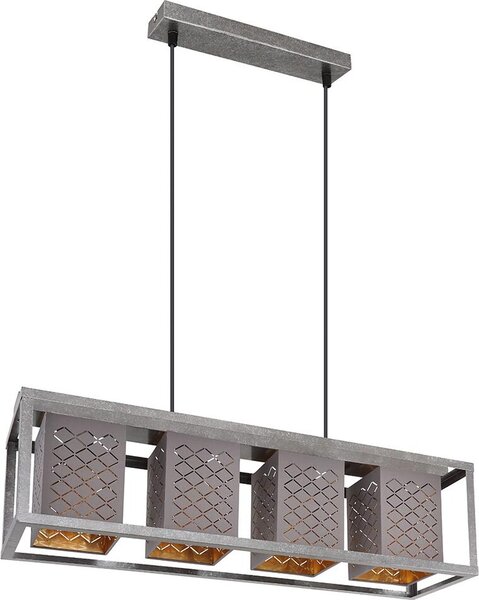 Lampada a sospensione, 4 fiamme, metallo, orientale, oro, H 120cm