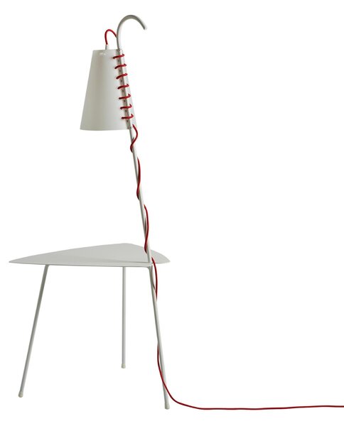Tavolino con lampada CHIARA 53x45xh122 cm Struttura in metallo verniciato BIANCO