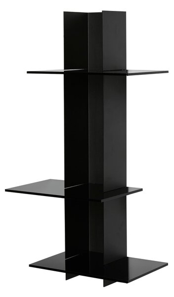 Libreria da Parete verticale Fissaggio a parete ELIB 39x23xh 70 cm con struttura in metallo verniciato NERO ripiani in metacrilato neri
