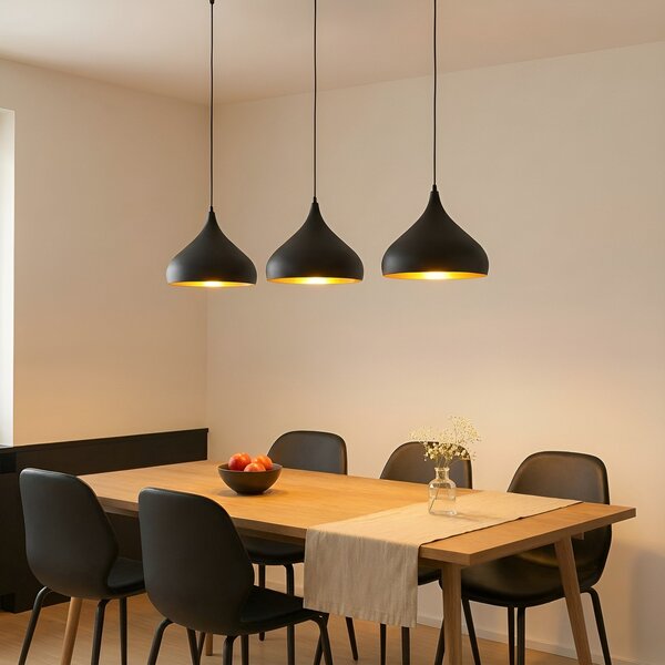 Lampada a sospensione Lindby, Elamira, dimmerabile, Nero, Soggiorno, Metallo, Moderno