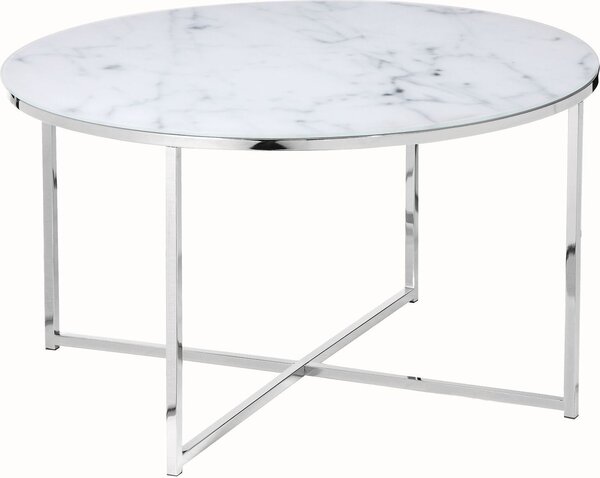Tavolino da caffè Ø80cm Tavolino in vetro effetto marmo Tavolino da divano Tavolino da salotto