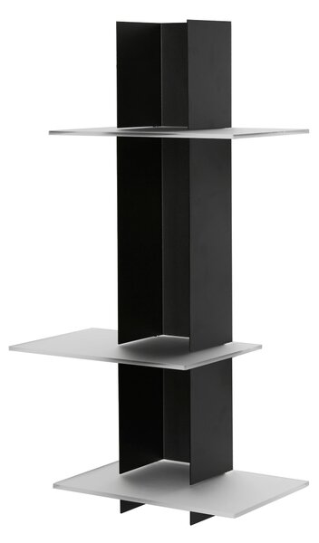 Libreria da Parete verticale Fissaggio a parete ELIB 39x23xh 70 cm con struttura in metallo verniciato NERO ripiani in metacrilato bianco satinato