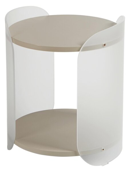 Tavolinetto , comodino in metacrilato Satinato ALVIN 41x41xh49 cm con ripiano in legno nobilitato particolari in acciaio Grigio cera