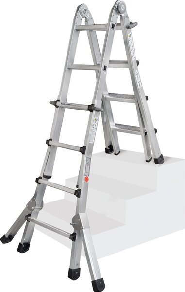 Scala telescopica Iller, accessibile da entrambi i lati con braccio triangolare, 4x6 pioli e 7,10 m AH