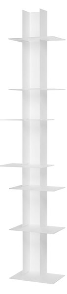 Libreria da Parete verticale Fissaggio a parete ELIB7 39x23xh 170 cm con struttura in metallo verniciato bianco ripiani in metacrilato bianco satinato