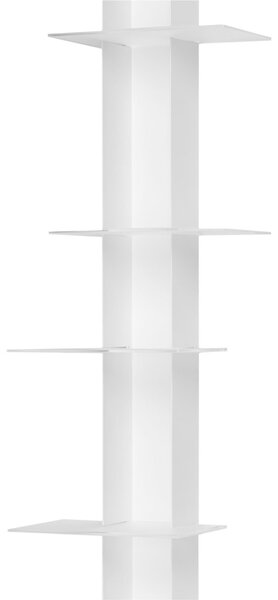 Libreria da Parete verticale Fissaggio a parete ELIB7 39x23xh 170 cm con struttura in metallo verniciato bianco ripiani in metacrilato bianco satinato