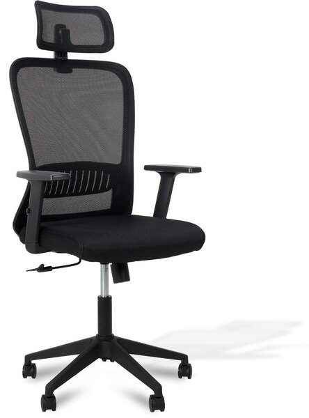 Sedia da ufficio ergonomica, completamente regolabile, colore nero, portata massima 140 kg