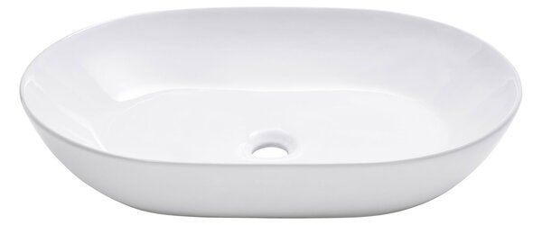 SCHÖNER WOHNEN collezione SATI lavabo ovale con sfioratore, Vetroceramica, bianco, 60 x 42 x 14,5 cm, adatto come lavabo da appoggio