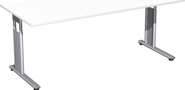 Scrivania C-foot Flex, dritta, regolabile in altezza, varie dimensioni e colori, colore arredamento:bianco, dimensioni piano d'appoggio:180 x 80 cm