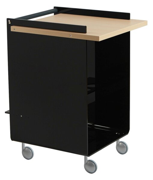 Carrello Cucina Portavivande Struttura in Metacrilato NERO 63x50xh80 cm AMBROGIO ruote anti graffio con ripiani in legno di acero, Acero Mondial