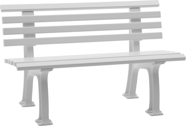 Panchina da giardino Blome Ibiza a 2 posti, in plastica di facile manutenzione, con 9 profili multicamera, 2 piedi e schienale, bianco