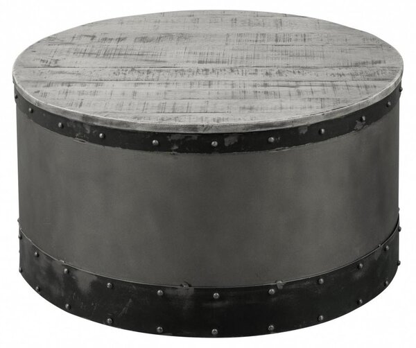 MASSIVMOEBEL24 | tavolino da salotto in legno di Mango 78x78x43 grigio scuro laccato HEAVY INDUSTRY #163