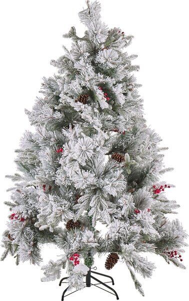 BELIANI Albero di Natale verde con neve artificiale bianca materiale sintetico 180 cm decorazione domestica in piante artificiali