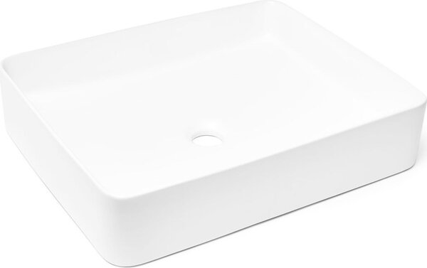 SAT INFINITIO lavabo da appoggio 50 x 40 x 11 cm con scarico a scomparsa, bianco opaco