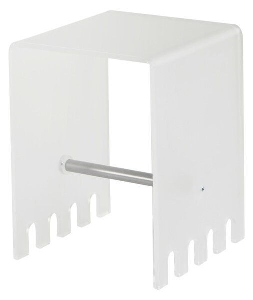 Sgabello BASSO In metacrilato Satinato h44 cm TRIONFO 33x33xh44 cm - Particolari in acciaio inox lucido