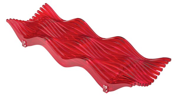 Centrotavola di forma rettangolare in metacrilato 45x15xh6 cm colore rosso trasparente