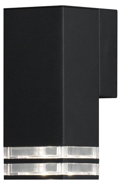 Konstsmide Pollux applique ab con 2xstrips nero, base 1xGU10, max 1x7W, 240V, alluminio/vetro acrilico, 411-750